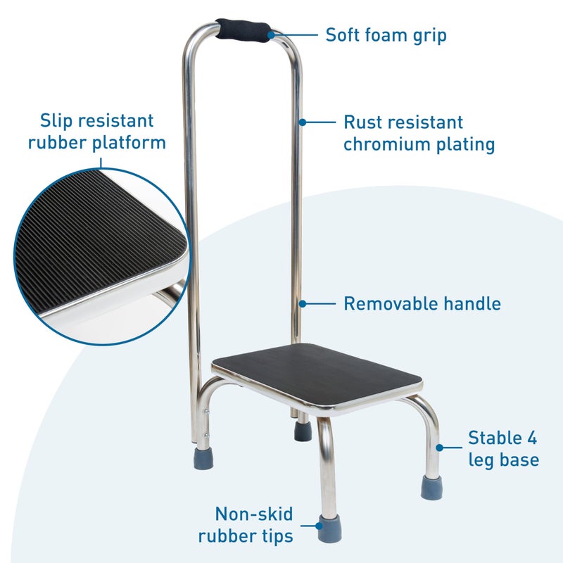 BodyMed Heavy-Duty Foot Step Stool with Handle and Non-Slip Rubber Platform for Seniors & Adults â€“ Holds up to 300lbs, 9 Â½ in. Step Up, 18â€L x 11.5â€W x 34â€H - Image 5