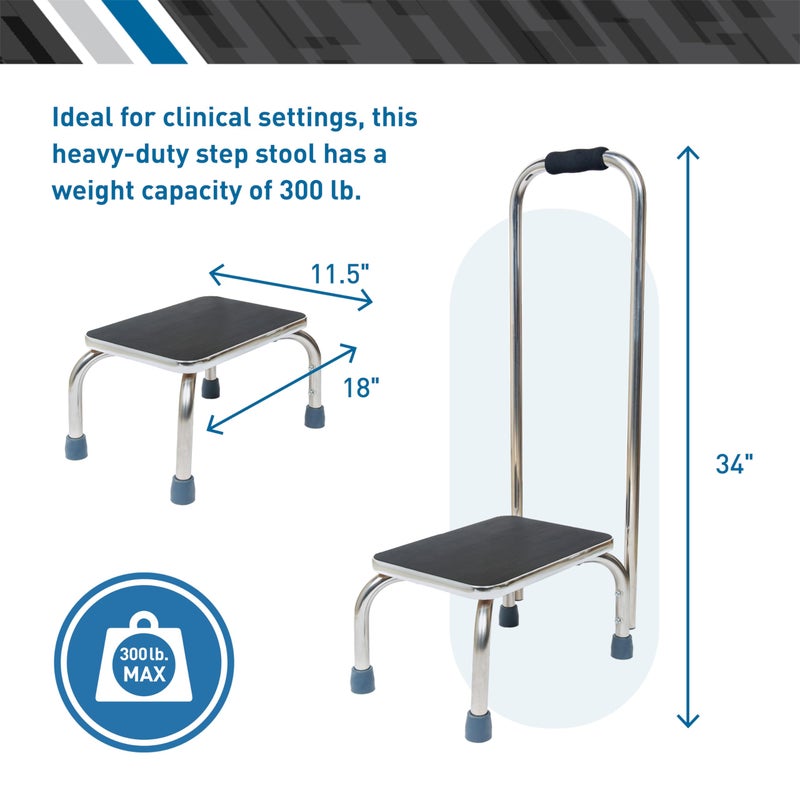 BodyMed Heavy-Duty Foot Step Stool with Handle and Non-Slip Rubber Platform for Seniors & Adults â€“ Holds up to 300lbs, 9 Â½ in. Step Up, 18â€L x 11.5â€W x 34â€H - Image 3