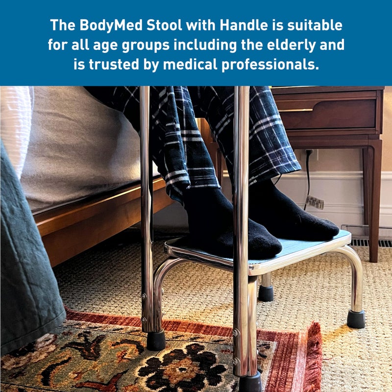BodyMed Heavy-Duty Foot Step Stool with Handle and Non-Slip Rubber Platform for Seniors & Adults â€“ Holds up to 300lbs, 9 Â½ in. Step Up, 18â€L x 11.5â€W x 34â€H - Image 2