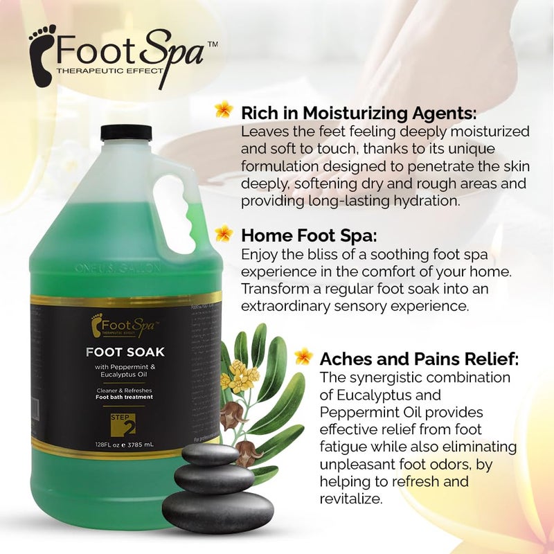 footspa FOOT SPA - Foot Soak - Cleanses, Softens, and Refreshes - Made With Eucalyptus & Peppermint Oil - 128 Oz Gallon - Bulk, Refill Gallon - Image 5