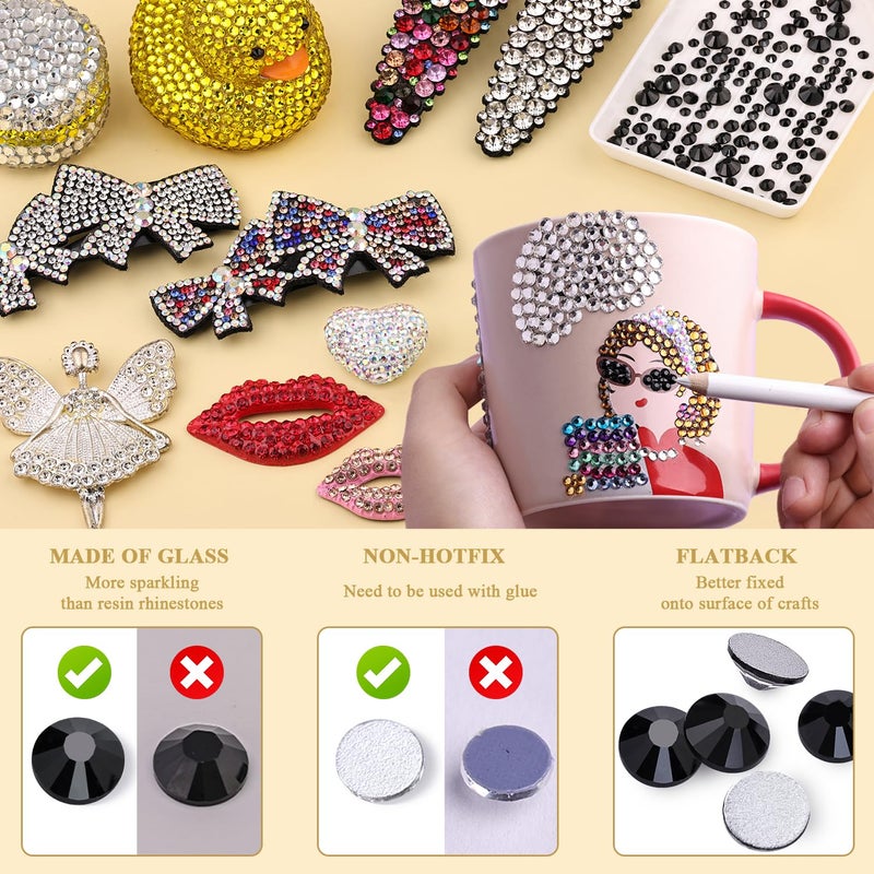 BELLEBOOST 2000PCS SS12/3mm Glass Crystal Rhinestones (Jet Black), Bedazzling Flatback Rhinestones for Crafting DIY Crafts Nail Art Makeup Decoration, Gems Diamond Charms for Tumbler Shoes Clothing Mug - Image 4