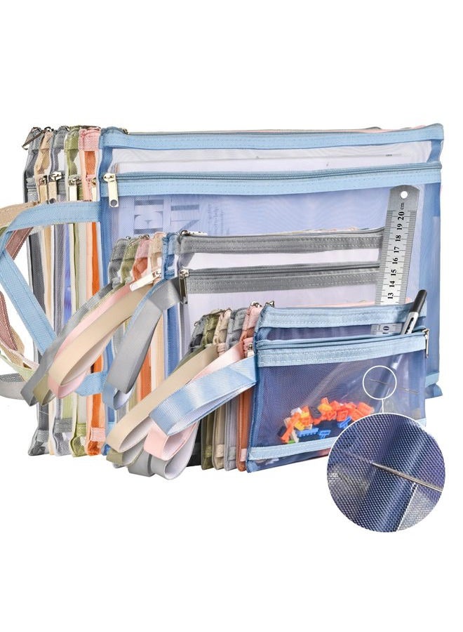 EMOOULI 18Pcs Colored Mesh Zipper Pouch Bags, Double-Layer Nylon Puzzle Storage & Organization Solution for Toys, Games, and More(6Pcs A4 & 6Pcs A5 & 6Pcs A6) - Image 1