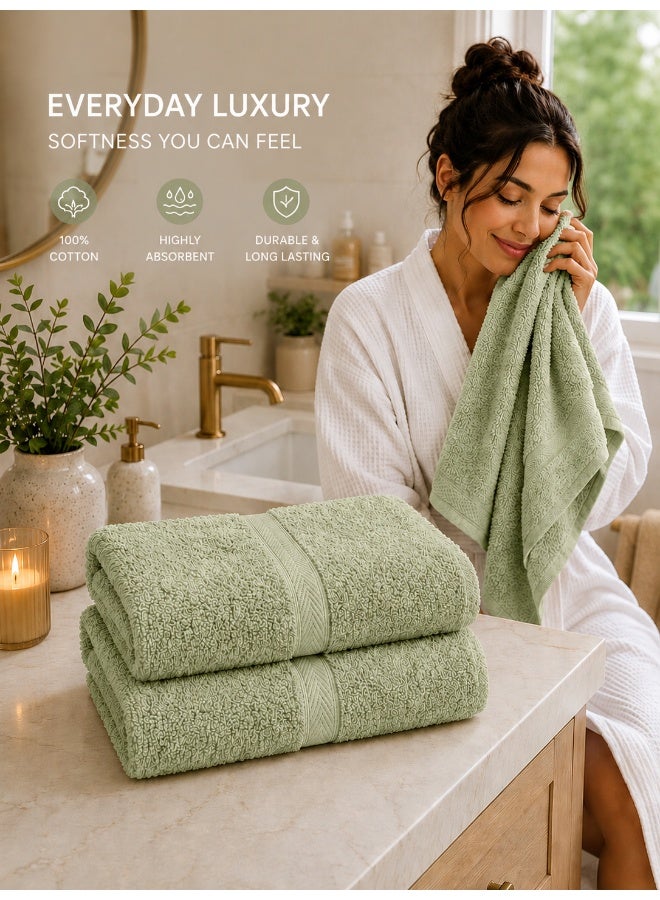 Princess 2-Piece Fast Absorbent Bath Towel Set Sage Green 70 x 140cm - Image 2