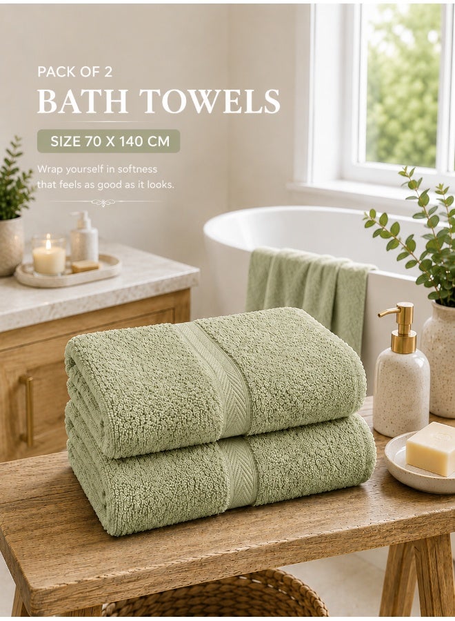 Princess 2-Piece Fast Absorbent Bath Towel Set Sage Green 70 x 140cm - Image 3