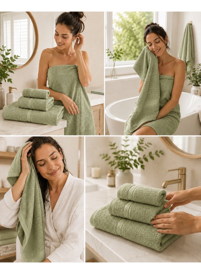 Princess 2-Piece Fast Absorbent Bath Towel Set Sage Green 70 x 140cm - Image 5
