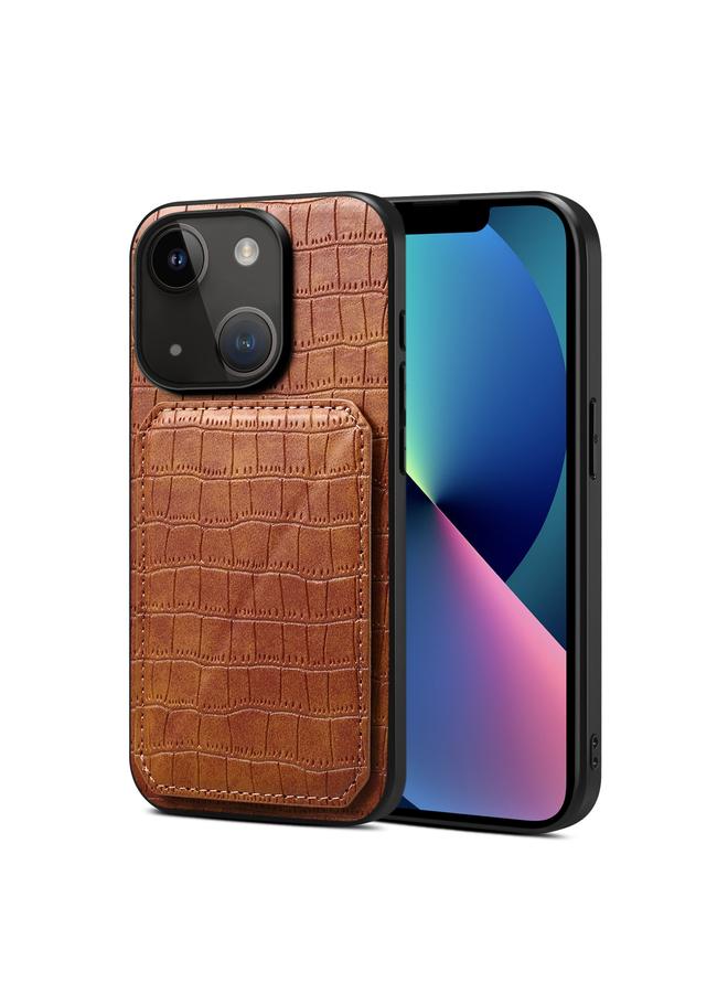 Zaboon Case For iPhone 13 Imitation Crocodile Leather Back Phone Case with Holder - Image 1