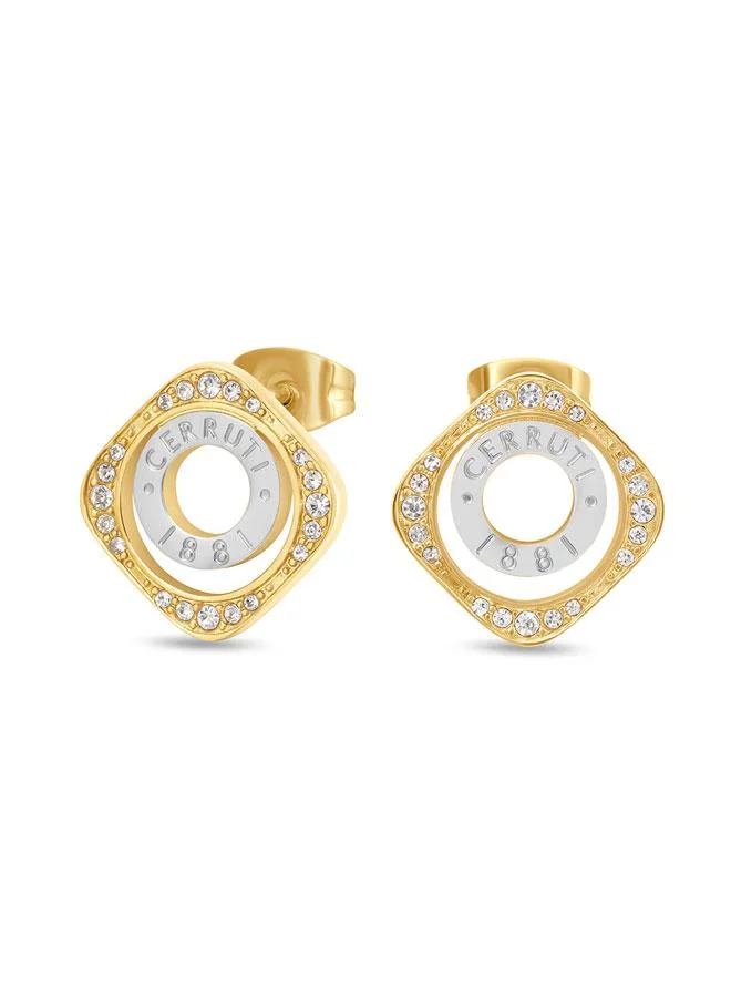 شيروتي 1881 أقراط مرصعة بالذهب من الفولاذ المقاوم للصدأ للنساء  مم