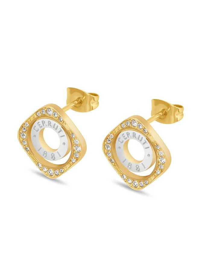 شيروتي 1881 أقراط مرصعة بالذهب من الفولاذ المقاوم للصدأ للنساء  مم