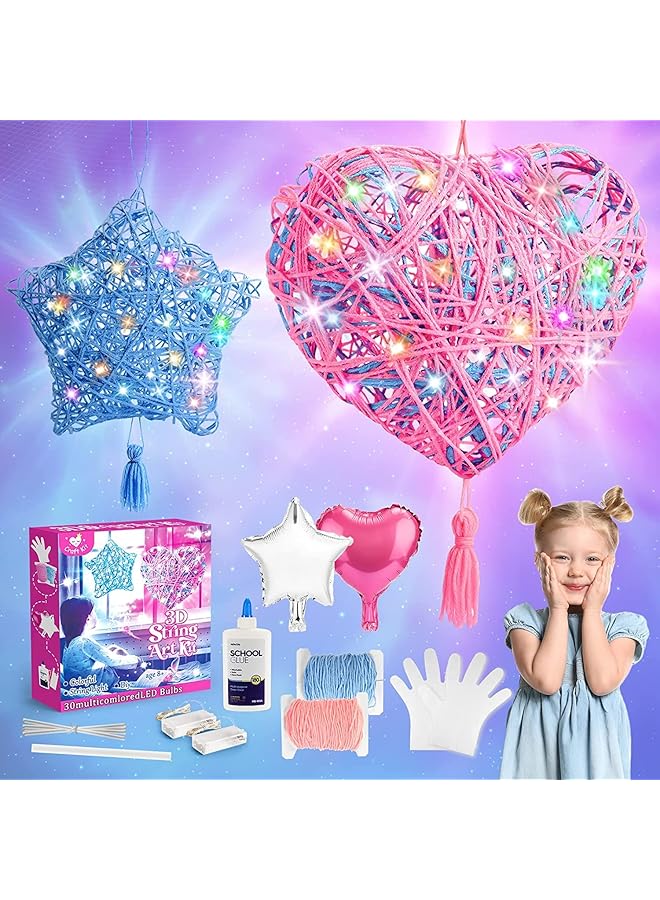 The Bros 3D String Art Kit for Kids, Craft Kits for Kids Age 7-12 Gifts for 7-12 Year Olds Girls Arts and Crafts for Kids Age 7 8 9 10 11 12 Toys for 7 8 9 10 11 12 Year Old Girls DIY Lantern Toys - Image 1