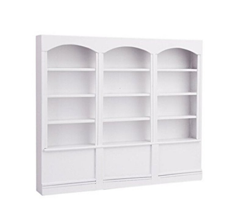 Bestlee 1:12 Dollhouse Miniatures Three-Unit 4-Shelf Bookcase White - Image 3