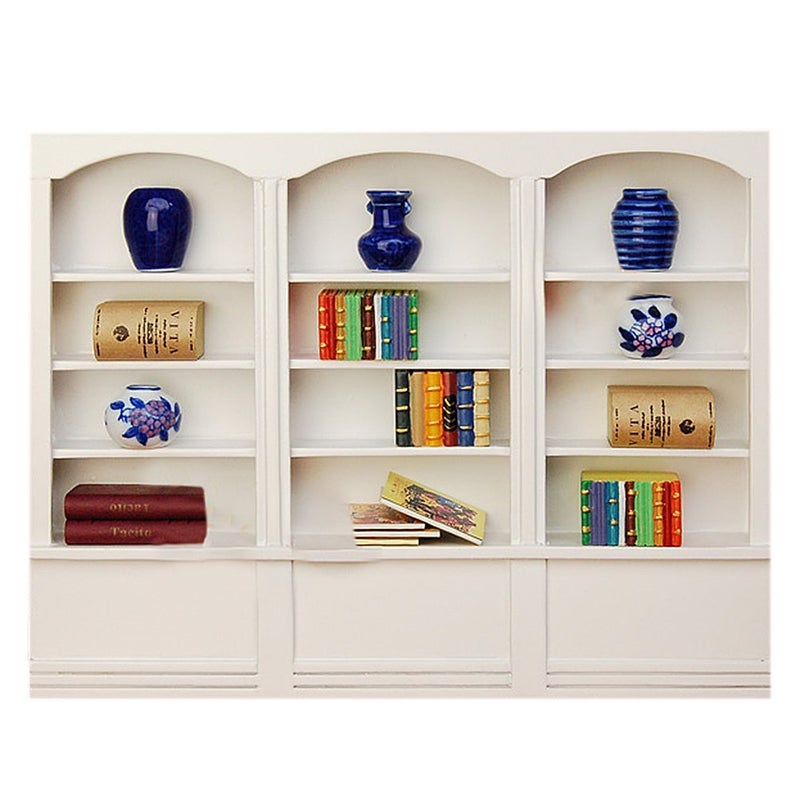 Bestlee 1:12 Dollhouse Miniatures Three-Unit 4-Shelf Bookcase White - Image 1