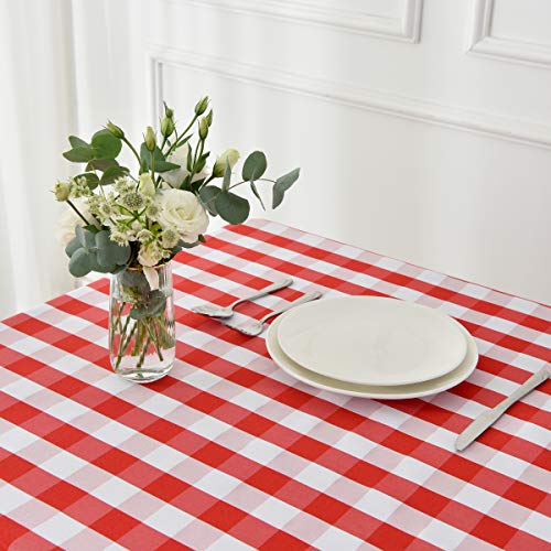 maxmill Rectangle Checkered Tablecloth Waterproof Spillproof Wrinkle Resistant Buffalo Plaid Heavy Weight Table Cloth Gingham Table Cover for Outdoor and Indoor Use, 52 x 70 Inch Red and White - Image 4
