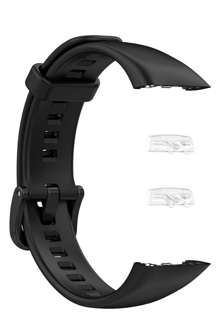 Silicon Replacement Strap for Huawei band 6 / Honor band 6/Huawei band 6 Strap/Honor band 6 Strap (Black) - Image 2
