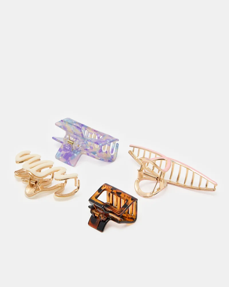 REDTAG Women Assorted Hair Claw Set 4 Pieces