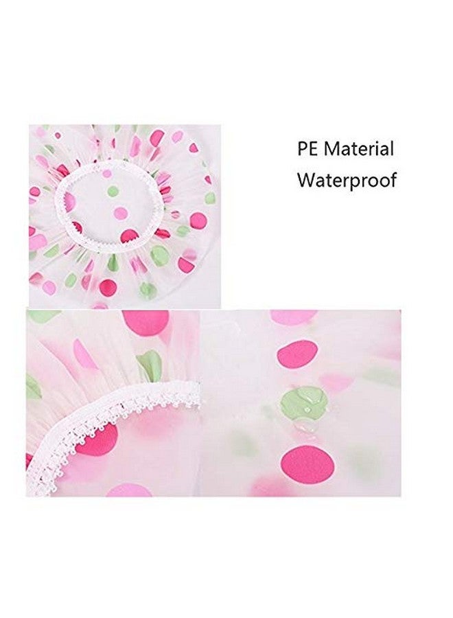 Magnusdeal Reusable Fancy Vinyl Shower Caps, Waterproof EVA Bath Cap Bathing Hair Cap Salon Hat for Kids Adults, Lady Salon Spa with Lace Elastic Band (One Size Fits All)- Beautiful Color Pattern Assorted (Set of 12) - Image 3