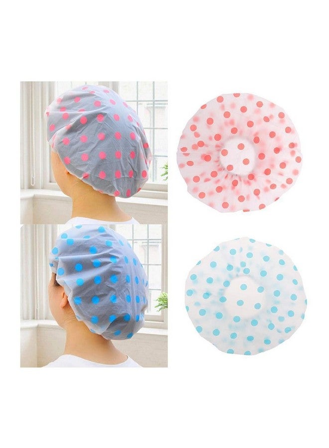 Magnusdeal Reusable Fancy Vinyl Shower Caps, Waterproof EVA Bath Cap Bathing Hair Cap Salon Hat for Kids Adults, Lady Salon Spa with Lace Elastic Band (One Size Fits All)- Beautiful Color Pattern Assorted (Set of 12) - Image 1