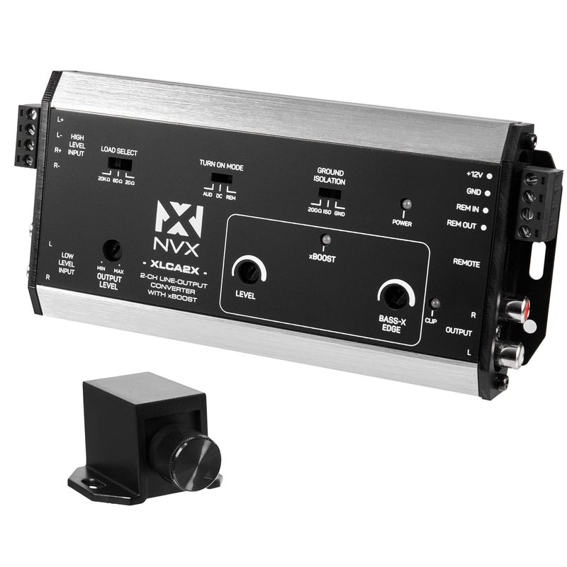 NVX XLCA2X X-Series PRO 2-Channel Line Out Converter Digital Bass Enhancer with xBOOST, Impedance Matching, and Remote Level Control - Image 1