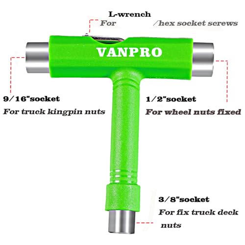Vanpro skateboard tools skate tool all in oneUsed for installation and maintenance of various skateboards and roller skates，etc.(Snow Green Pack of 1) - Image 2