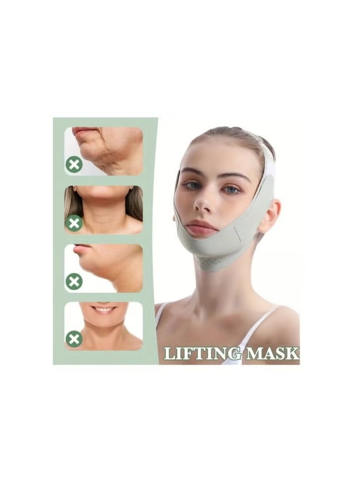 Double Chin Reducer,V Line Mask Face Lifting Strap,Face Lift Chin Strap Sculpting Tool,Reusable Face Shaper and Lifting Belt,Chin Up Eliminator,Exclusive Formula For Efficient Improvement(Green) - Image 2