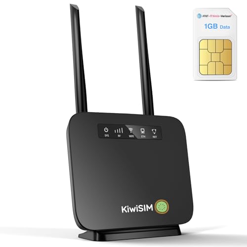 KiwiSIM 4G LTE Portable WiFi Router - WAN & LAN Ports, 1GB Data Card, 300Mbps WiFi Mobile Hotspot, Compatible with Verizon/AT&T/T-Mobile, Ideal for Home/RV/Office/Camping - Image 1