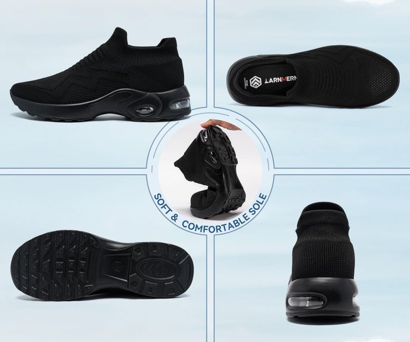 LARNMERN Steel Toe Steel Toe Shoes for Women Slip On Lightweight Nurse Shoes for Women Comfortable Hands-Free Work Nursing Shoes Woman Safety Shoes Sneakers Size 9,Black - Image 5