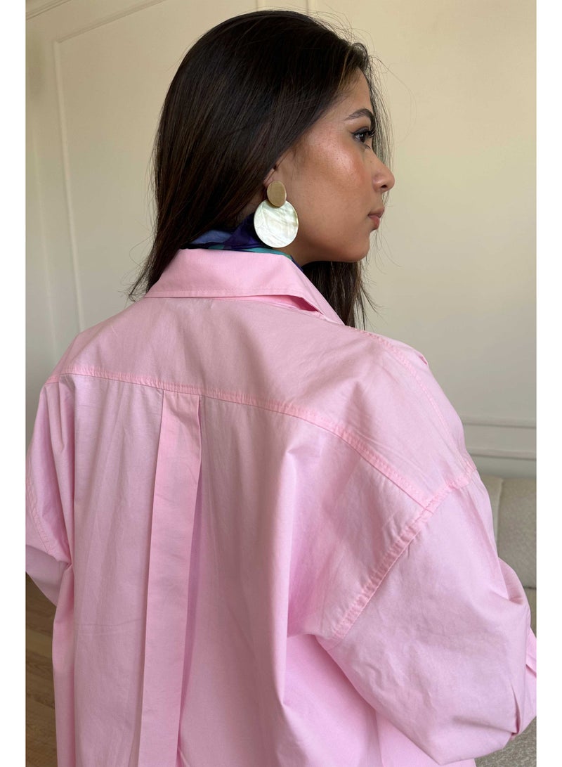 Oversized Button-Down Shirt – Soft Pink