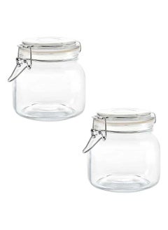Mash 2 Pieces Clip Jar Big 25oz Glass Food Storage Jars with Airtight Clamp Lids, Air Tight 750ml Clear Preserving Seal Wide Mouth Containers with Wire Clips Fastening Large Kitchen Canisters  - Image 1
