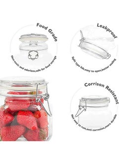 Mash 2 Pieces Clip Jar Big 25oz Glass Food Storage Jars with Airtight Clamp Lids, Air Tight 750ml Clear Preserving Seal Wide Mouth Containers with Wire Clips Fastening Large Kitchen Canisters  - Image 2