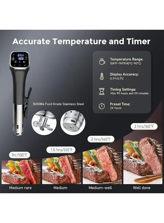 كيلا جهاز طهي سوس فيد، جهاز طهي سوس فيد مع تحكم دقيق بتطبيق واي فاي، 1100 واط سوس فيد مع تطبيق قوائم طعام محددة مسبقًا، وصفات، درجة حرارة دقيقة ومؤقت - Image 5