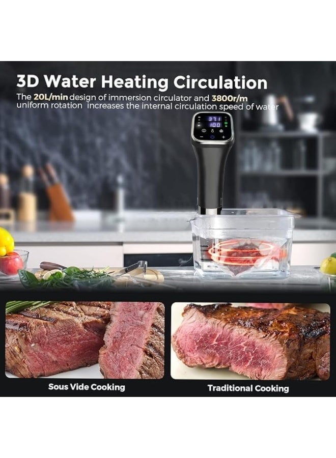 كيلا جهاز طهي سوس فيد، جهاز طهي سوس فيد مع تحكم دقيق بتطبيق واي فاي، 1100 واط سوس فيد مع تطبيق قوائم طعام محددة مسبقًا، وصفات، درجة حرارة دقيقة ومؤقت - Image 4