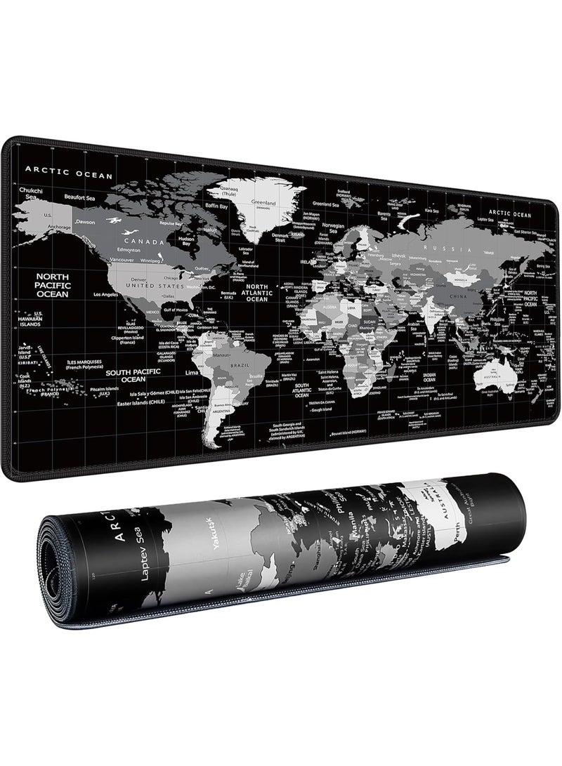 SKAFA Gaming Mouse Pad with Stitched Edges | Non-Slip Rubber Base Gaming Mouse pad | Extended XL Mousepad with Anti-Slip Base | Cool Desk Pad for Keyboard and Mouse. (World Map XL)