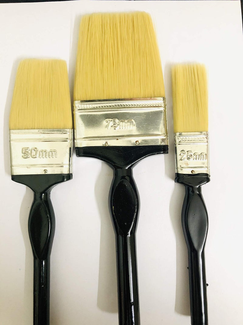 Paaroots Paaroots Flat CHAPTA(WASH) Synthetic Premium Brush Set of 3 (25mm, 50mm,75mm) - Image 2