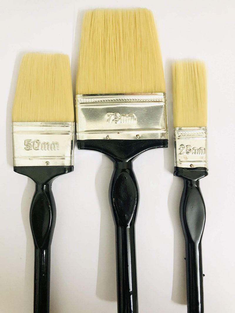 Paaroots Paaroots Flat CHAPTA(WASH) Synthetic Premium Brush Set of 3 (25mm, 50mm,75mm) - Image 1