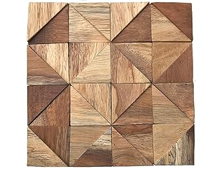 Ekena Millwork Ekena Millwork WPW12X12AUMENA Authentic Boat Wood Mosaic Wall Tile, 11 7/8"W x 11 7/8"H x 1/2"P, Natural Finish - Image 1