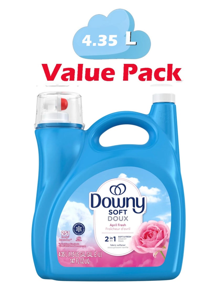 Downy - Downy Soft Liquid Fabric Softener And Conditioner With April Fresh sent for Sensitive Skin  251 Loads, 4.35 L - Image 1