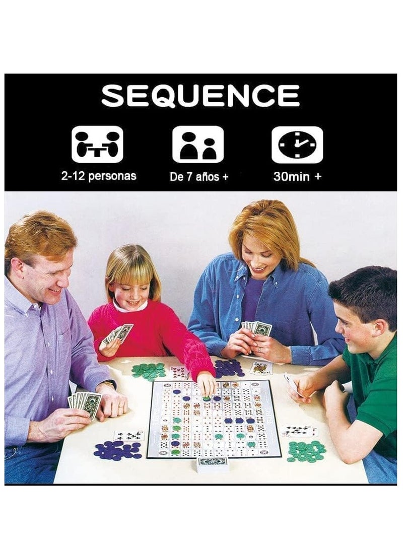 SEQUENCE - The Original Sequence Game with Folding Board, Cards and Chips, Group Games for Friends and Family, Intelligence Toys for Kids and Adults, Gift for Kids on Birthday and Christmas