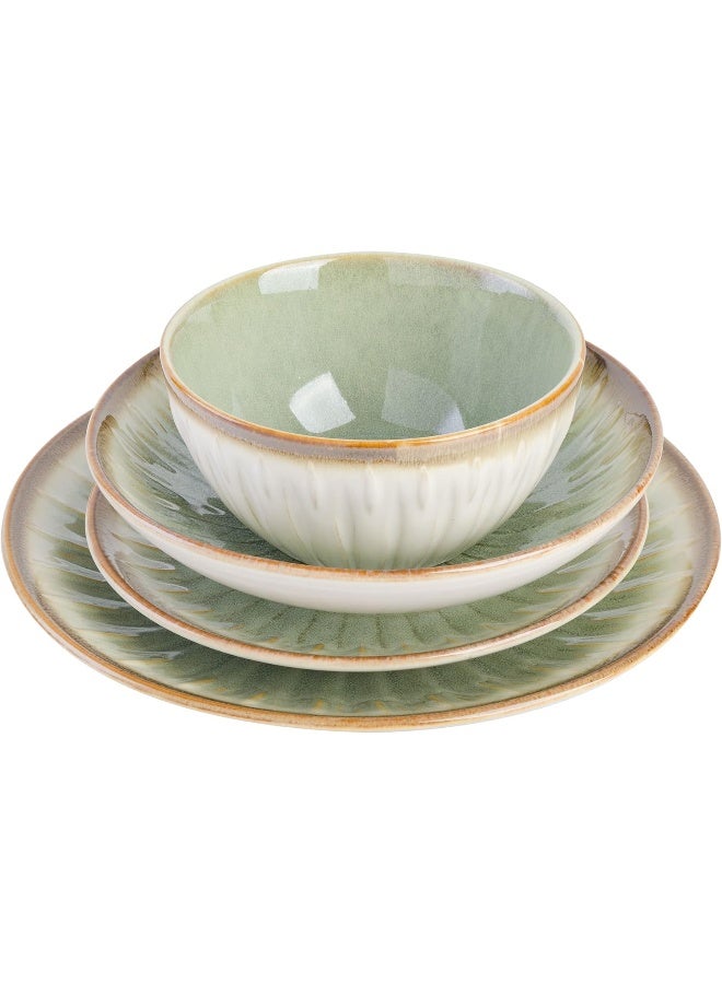 Gibson Elite طقم أدوات المائدة غيبسون إليت ميفير باي المنقوشة مزدوجة الطبق خدمة لـ 4 أشخاص 16 قطعة أخضر - Image 3