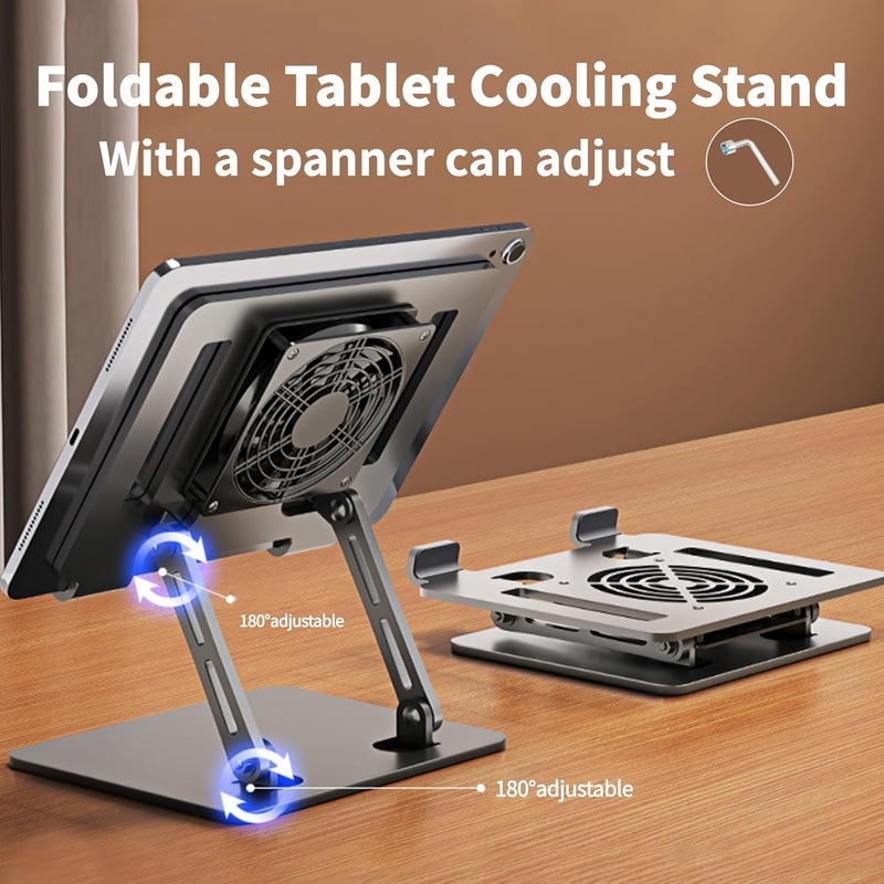 Adjustable Aluminum Laptop Cooling Stand with Fan for 10 - 17 Inch Laptops - Image 2