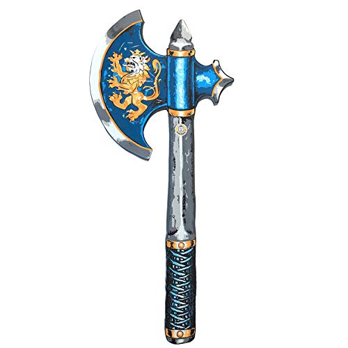 Liontouch Noble Knight Foam Axe for Kids Blue Age 38 Years Medieval Pretend Play Toy for Boys with Golden Lion Decoration Safe Weapon Accessory for Dress Up Knight Costumes - Image 1