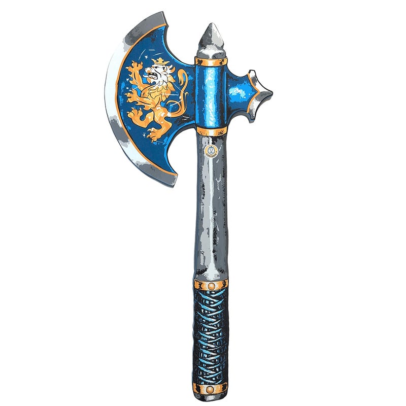 Liontouch Noble Knight Foam Axe for Kids Blue Age 38 Years Medieval Pretend Play Toy for Boys with Golden Lion Decoration Safe Weapon Accessory for Dress Up Knight Costumes - Image 3