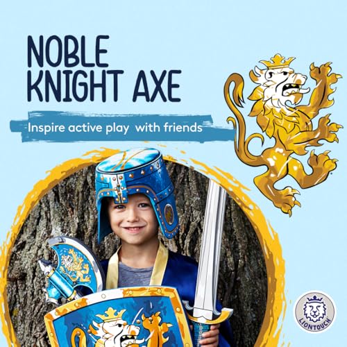 Liontouch Noble Knight Foam Axe for Kids Blue Age 38 Years Medieval Pretend Play Toy for Boys with Golden Lion Decoration Safe Weapon Accessory for Dress Up Knight Costumes - Image 5