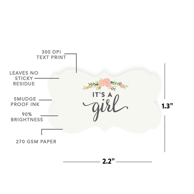 Andaz Press Fancy Frame Rectangular Label Stickers, It's a Girl!, Floral Roses, 36-Pack Wedding Decorations, Wedding Favors, Stickers for Packaging, Party Favor - Image 5