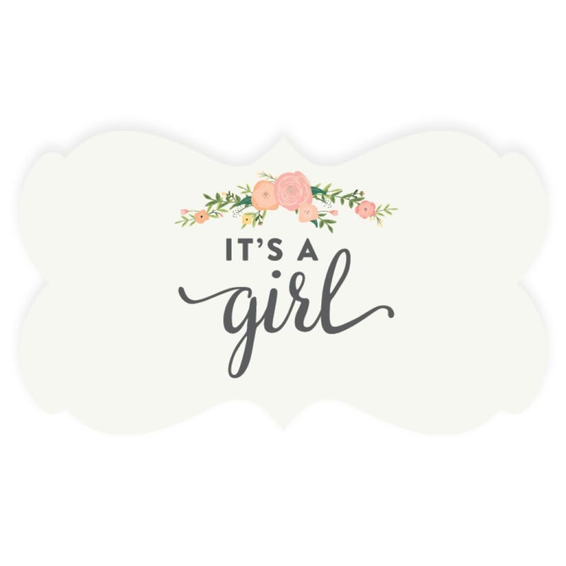 Andaz Press Fancy Frame Rectangular Label Stickers, It's a Girl!, Floral Roses, 36-Pack Wedding Decorations, Wedding Favors, Stickers for Packaging, Party Favor - Image 1