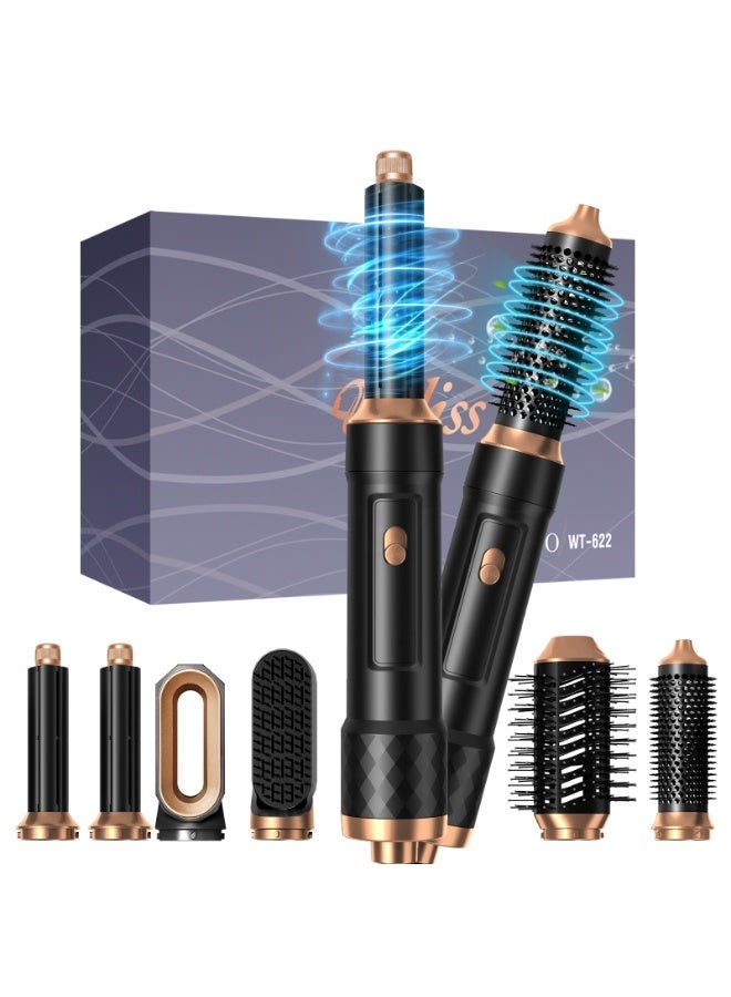 UKLISS 6-in-1 Ceramic Hair Dryer Brush and Styler Set, Hot Air Curling Iron for Drying, Combing, Curling, and Straightening Hair. Professional One-Step Negative Ionic Hot Air Brush, 1000 Watt Blow Dryer Comb for Beauty Salons - Image 1