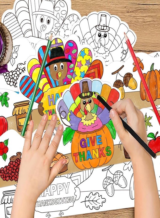 JUESMOS Color Your Own Turkey Crowns for Kids 24PCS Thanksgiving Coloring Turkey Headbands Fun Thanksgiving Activities for Kids Fall Thanksgiving Party Supply Family Classroom Activities Favors - Image 2