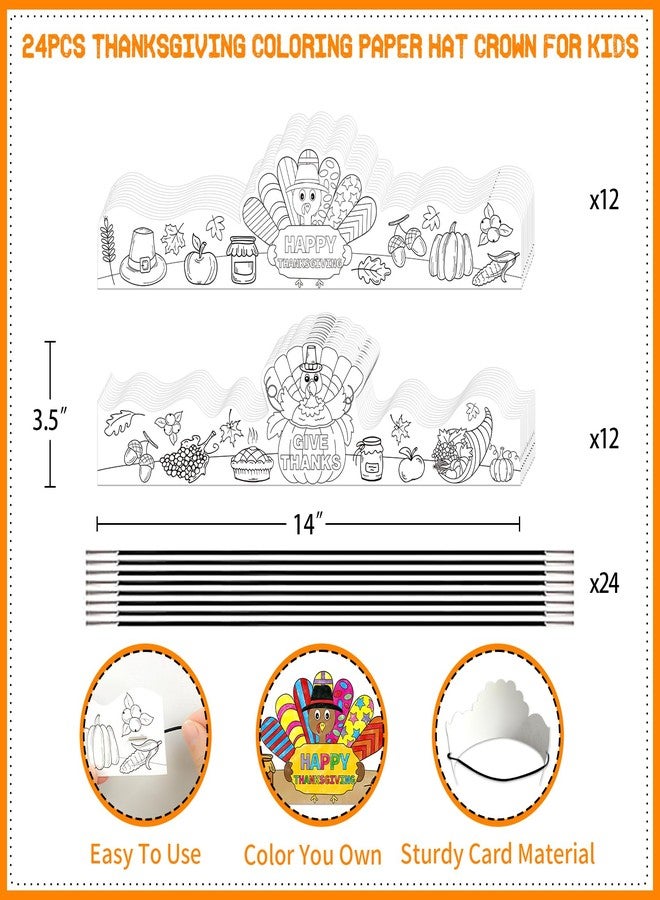 JUESMOS Color Your Own Turkey Crowns for Kids 24PCS Thanksgiving Coloring Turkey Headbands Fun Thanksgiving Activities for Kids Fall Thanksgiving Party Supply Family Classroom Activities Favors - Image 3