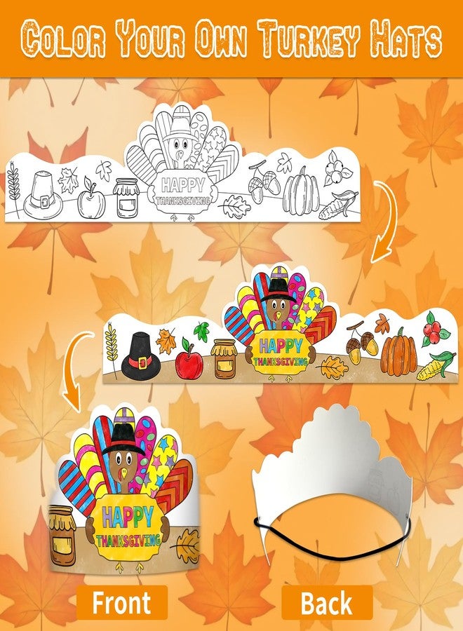 JUESMOS Color Your Own Turkey Crowns for Kids 24PCS Thanksgiving Coloring Turkey Headbands Fun Thanksgiving Activities for Kids Fall Thanksgiving Party Supply Family Classroom Activities Favors - Image 4