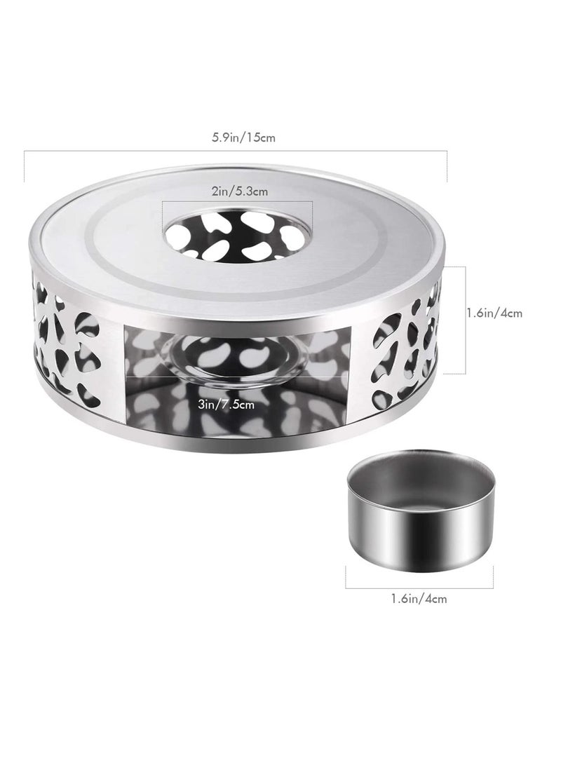 Excefore Teapot Warmer Stainless Steel Heater Coffee Warmer Base Dish Warmer with Tea Light Candle for Glass Teapot and Other heatproof Dish Warming use  - Image 5