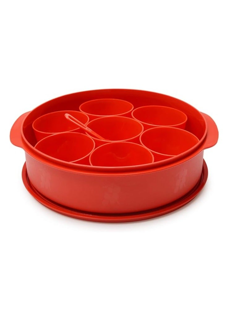 oliveware Plastic Masala Box, Dry fruits, Chips Box - 1 Piece, Red Colour - Image 1
