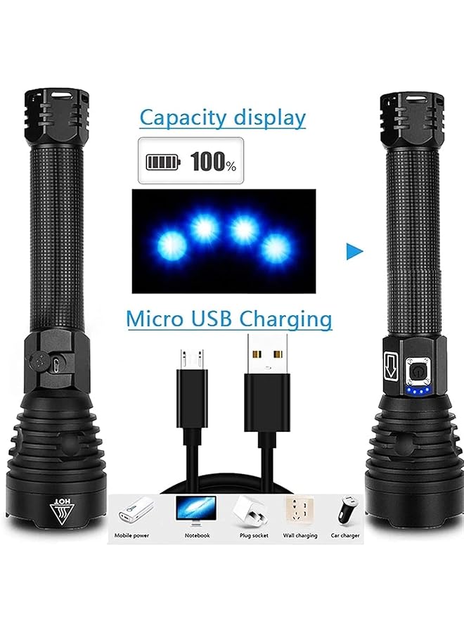 X spring Rechargeable LED Flashlight 6000 High Lumens Super Bright Powerful Flashlight Waterproof Handheld Flashlight with Batteries and 3 Modes Zoomable Flashlight for Hunting Camping Emergency - Image 3